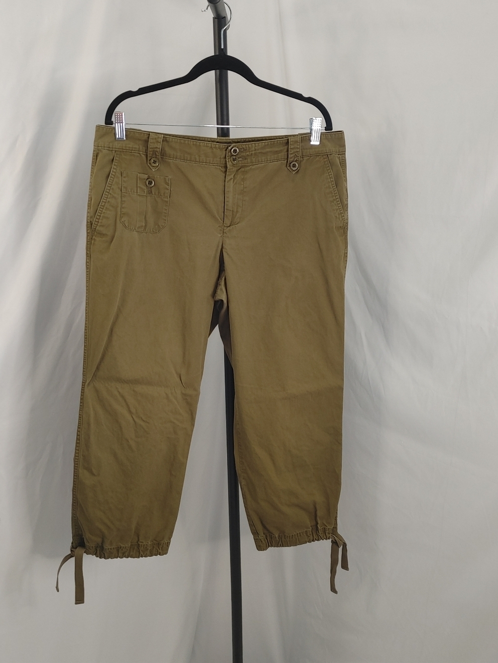Lauren Ralph Lauren Petite Khaki Capri Pants Drawstring Hem Size 14P